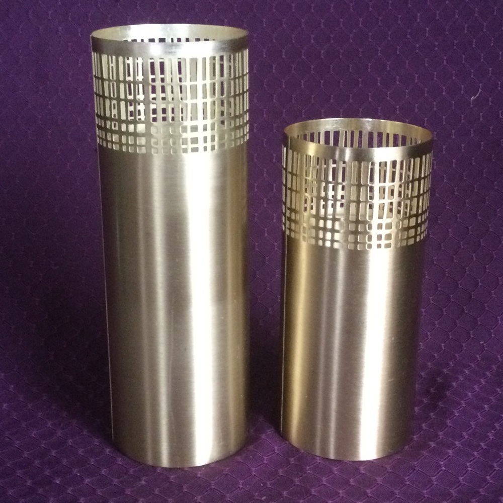 Calvin Klein Candle Votive Holders Lattice Gold Brass Tone Metal Decor